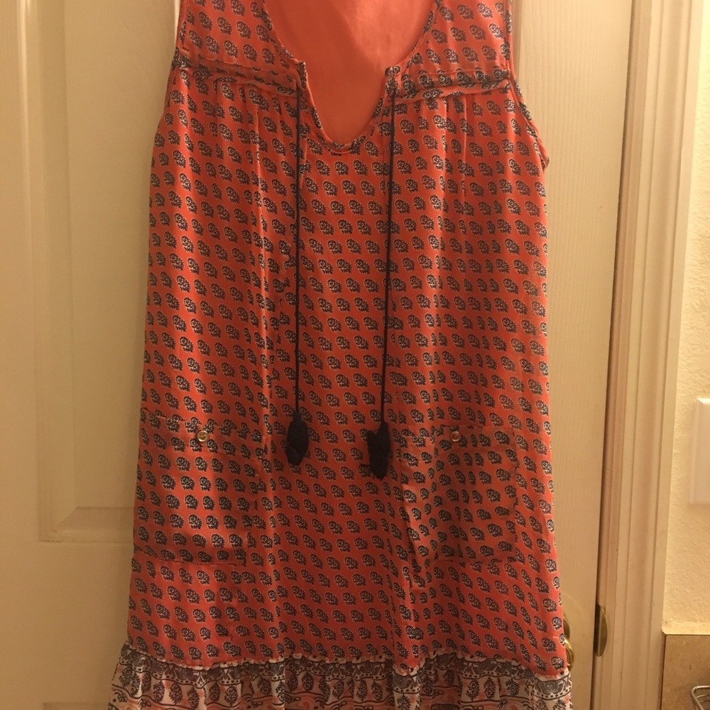 Coral and Navy boho dress